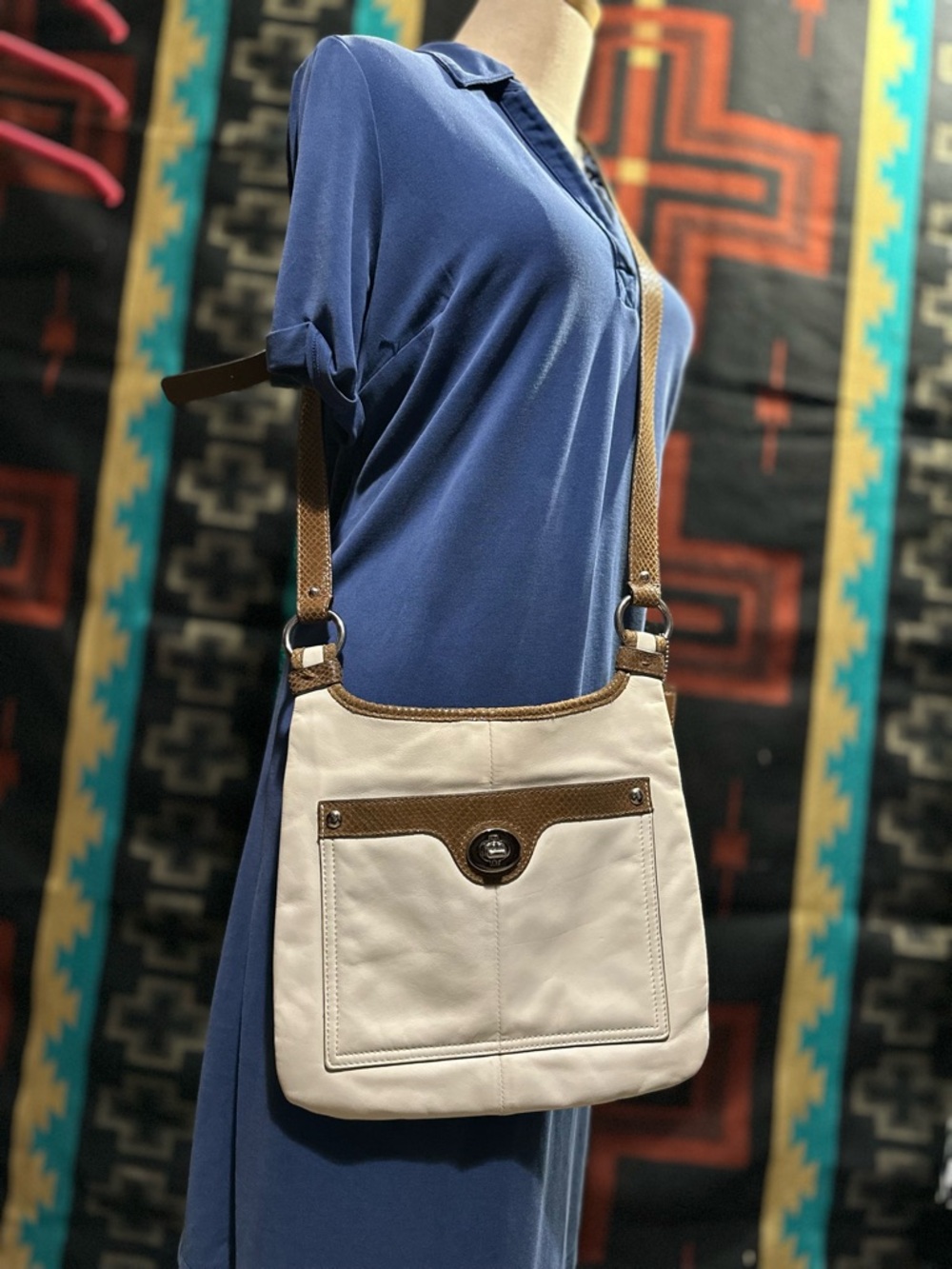 Coach Penelope Slim Crossbody Shoulder Bag with Brown Trim